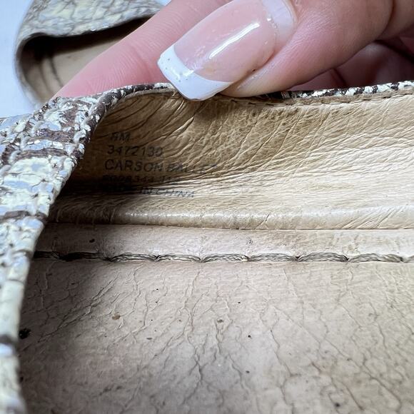 Frye Carson Cream Metallic Silver Natural Crackle Ballet Flats Size 8 - Picture 9 of 11